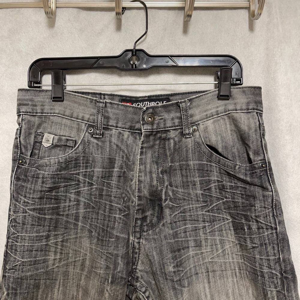 Southpole Jeans Men's 30X31 Gray Denim Whiskered Stone Wash Street Skater Casual